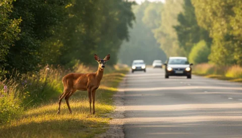 Reh am Straßenrand